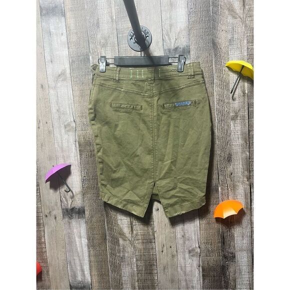 Anthropologie Hei Hei Skirt Olive Green Denim With Distressing - Picture 2 of 5